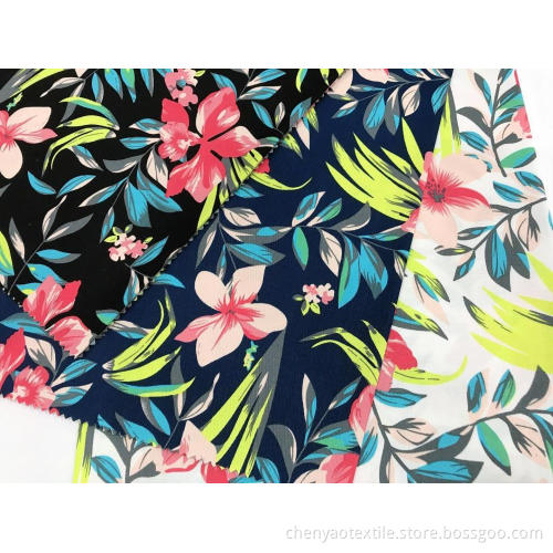 Flower And Leaves Desgin Cotton Stretch Printed Fabric